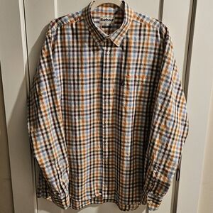 Barbour Bibury Checkered-Plaid Button-Up Shirt Orange White & Purple - Size XL
